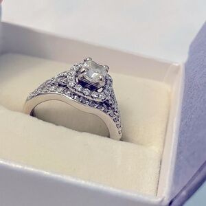 Platinum and white gold diamond ring set